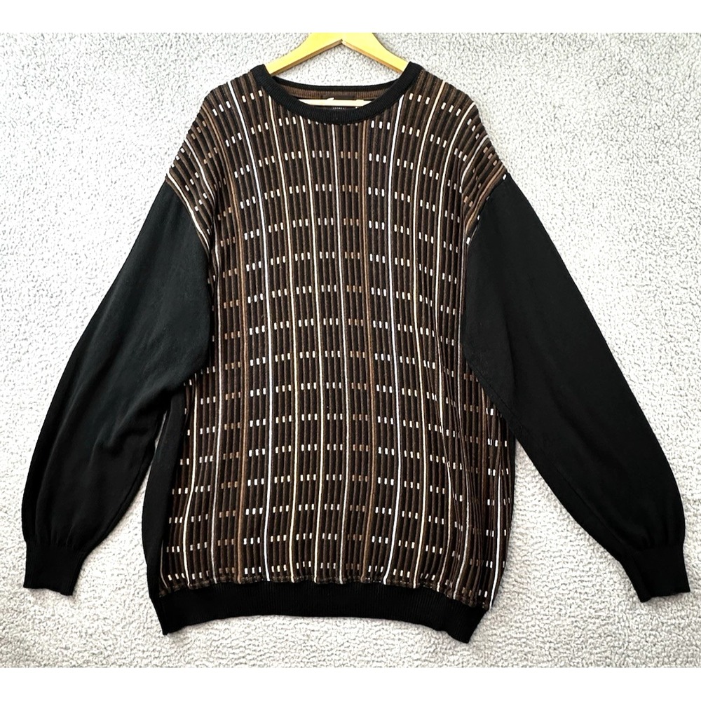 Vintage Tosani Sweater Mens XLT Multicolor Textured 3D Crew Neck Pullover